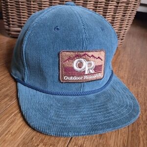 Outdoor Research Corduroy Snapback Hat Blue OR Logo Patch Flexfit Tech Cap
